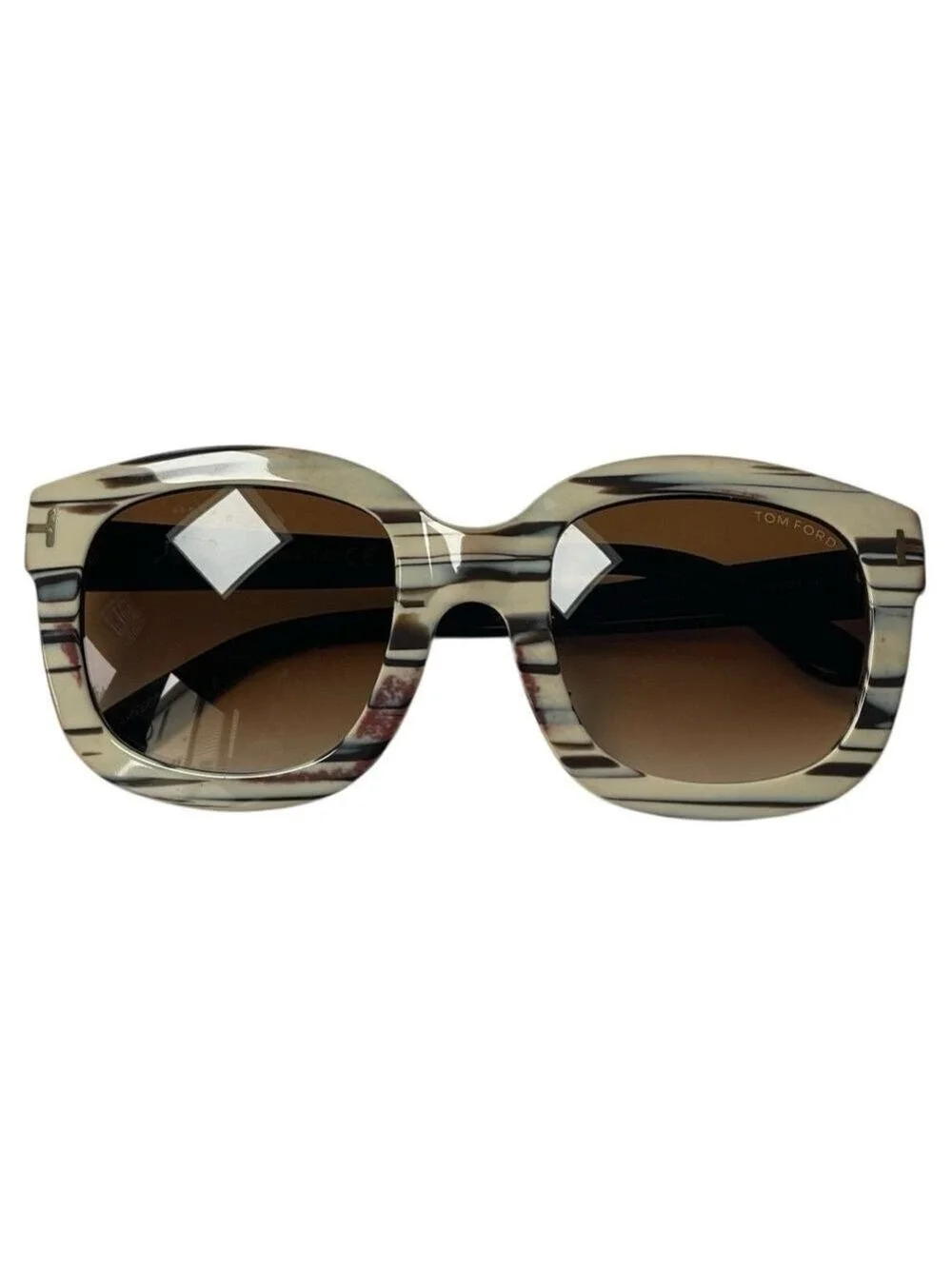 Tom Ford CHRISTOPHE Sunglasses Ivory Black Frame Brown Lens FT279 25F 53-23 140